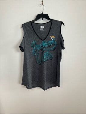 Game Day Jacksonville Jaguars Gray Cold Shoulder V-Neck Top